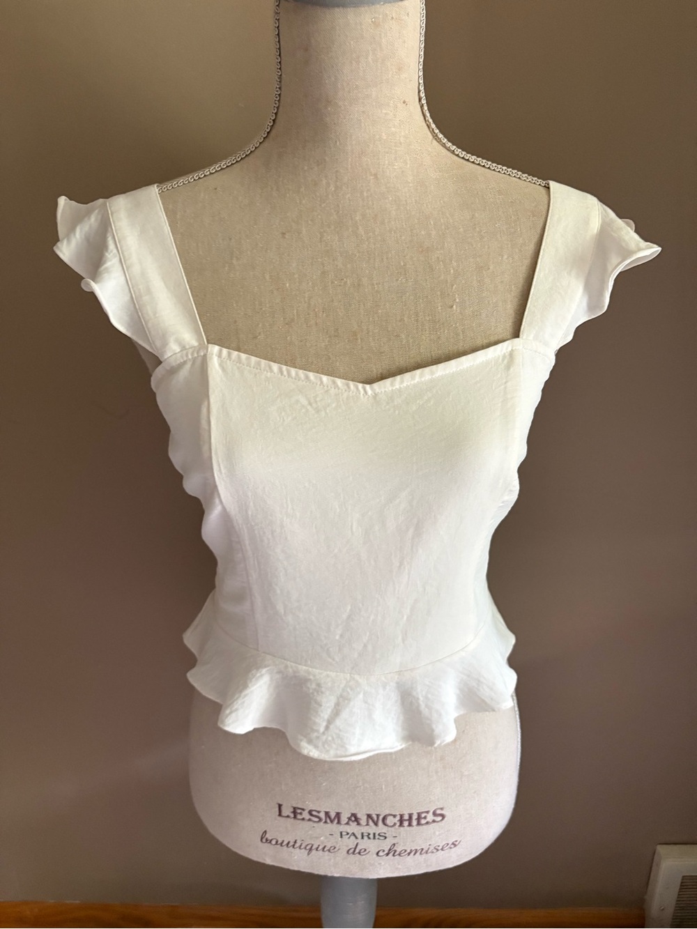 Altar'd State White Sweetheart Neckline Peplum Camisole Ruffle Straps
